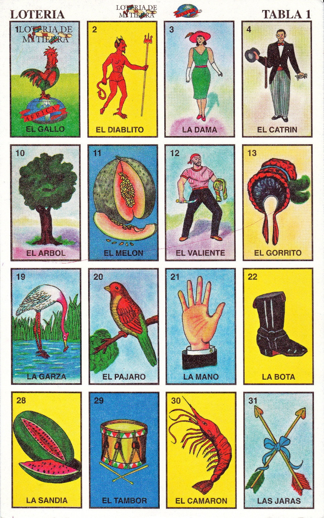 Printable Loteria Cards, The Complete Set Of 10 Tablas, Printable in Free Printable Printable Loteria Cards