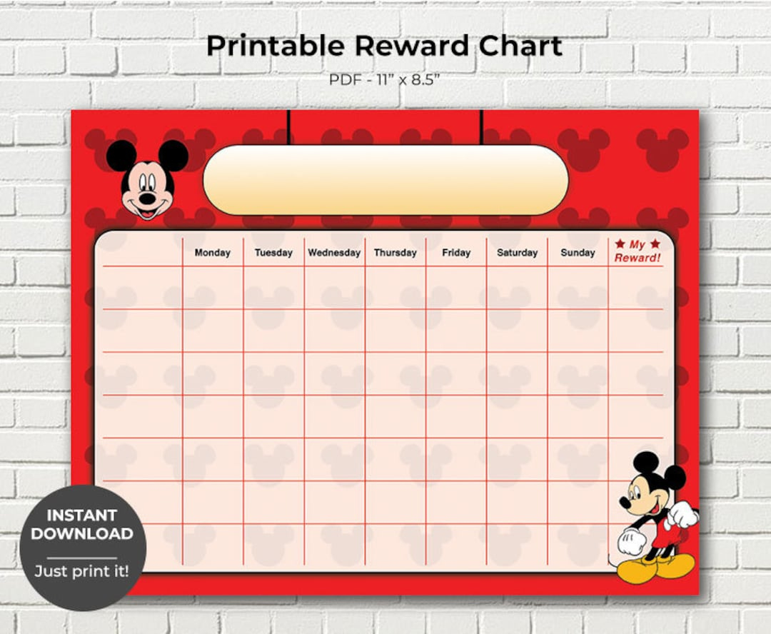 Printable Mickey Mouse Reward Chart, Potty Training Chart, Children&amp;#039;S Sticker Chart, Toddler Reward Chart, Instant Download - Etsy Hong Kong within Free Printable Mickey Mouse Potty Training Chart