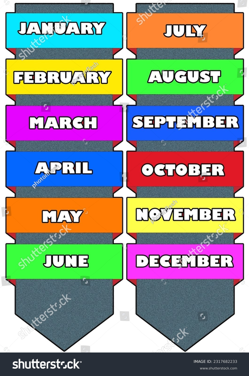 Printable Months Year Name Chart Kids Stock Illustration in Months Of The Year Printable Chart