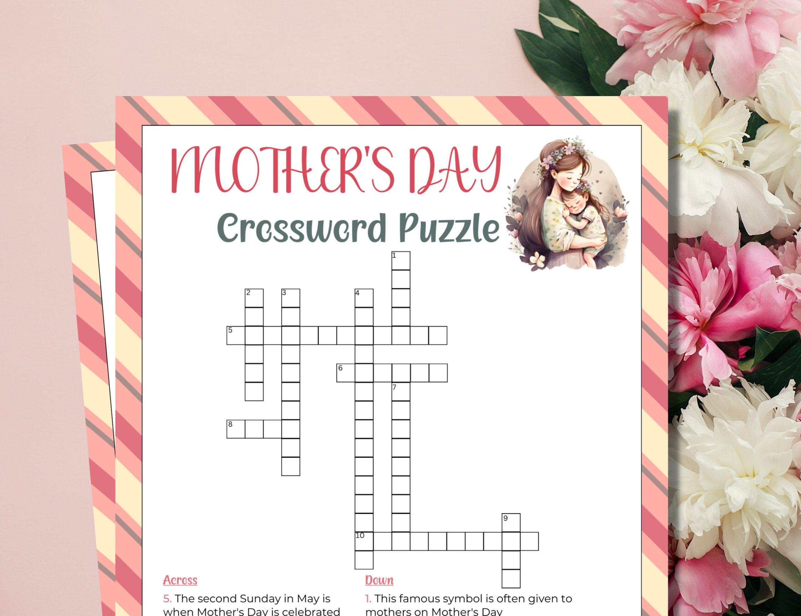 Printable Mother Deals S Day Crossword Puzzle inside Mother'S Day Crossword Puzzles Printable