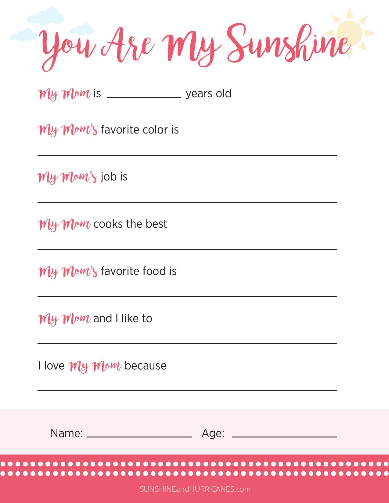 Printable Mother&amp;#039;S Day Questionnaire intended for Free Printable Mother&amp;#039;S Day Questions