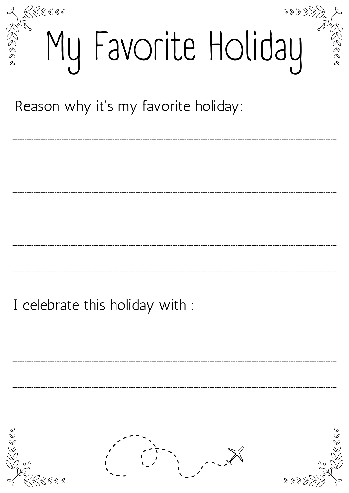 Printable My Favorite Holiday Worksheet For Kindergarten for Printable Kindergarten Holiday Worksheets