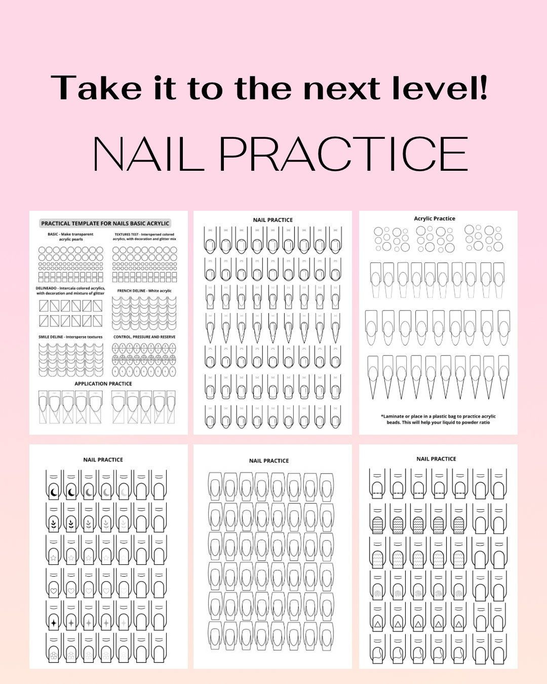 Printable Nail Art Practice Sheet - Shop On Pinterest within Free Printable Nail Art Practice Sheet