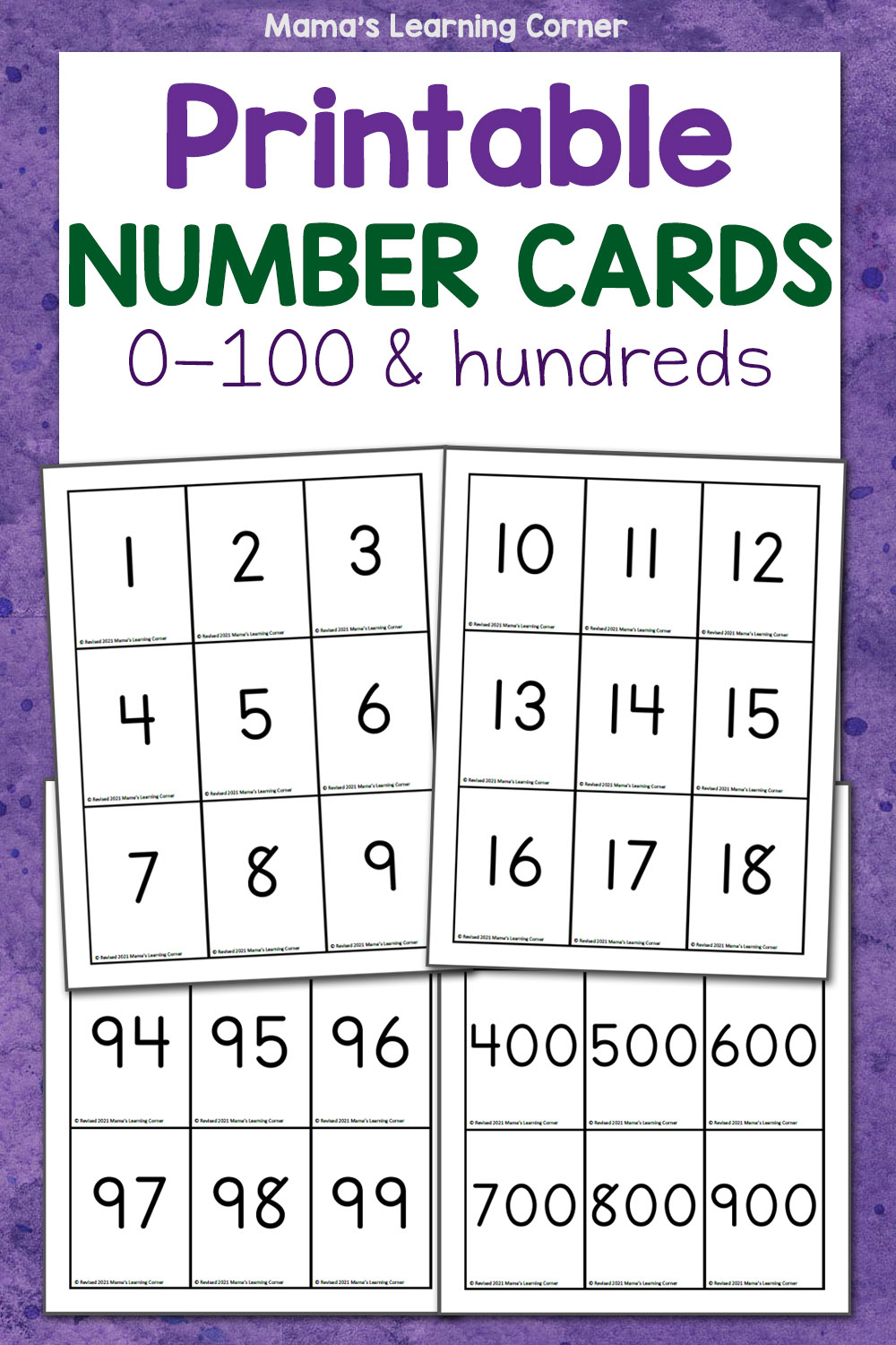 Printable Number Cards - Mamas Learning Corner within Free Number Cards Printable