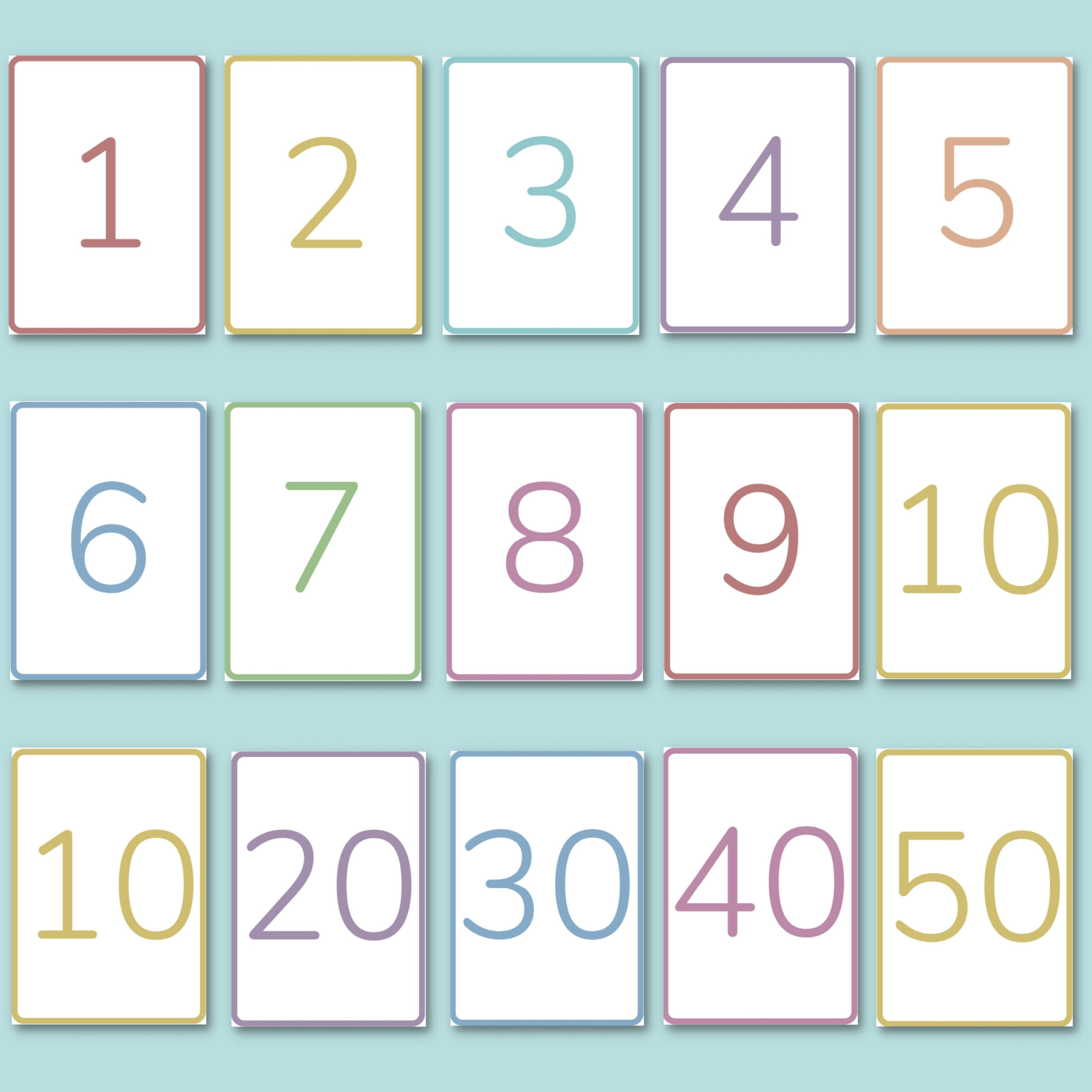 Printable Number Flashcards 1-50 L Color Numbers L Homeschool And regarding Number Cards 1 40 Printable