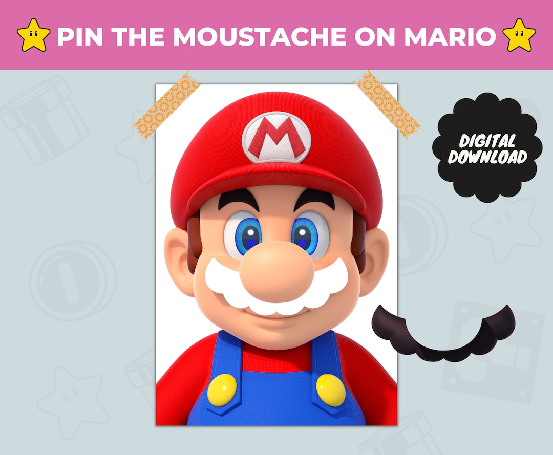 Printable Pin The Moustache On Mario Game For Kids - Interactive inside Pin the Mustache on Mario Free Printable