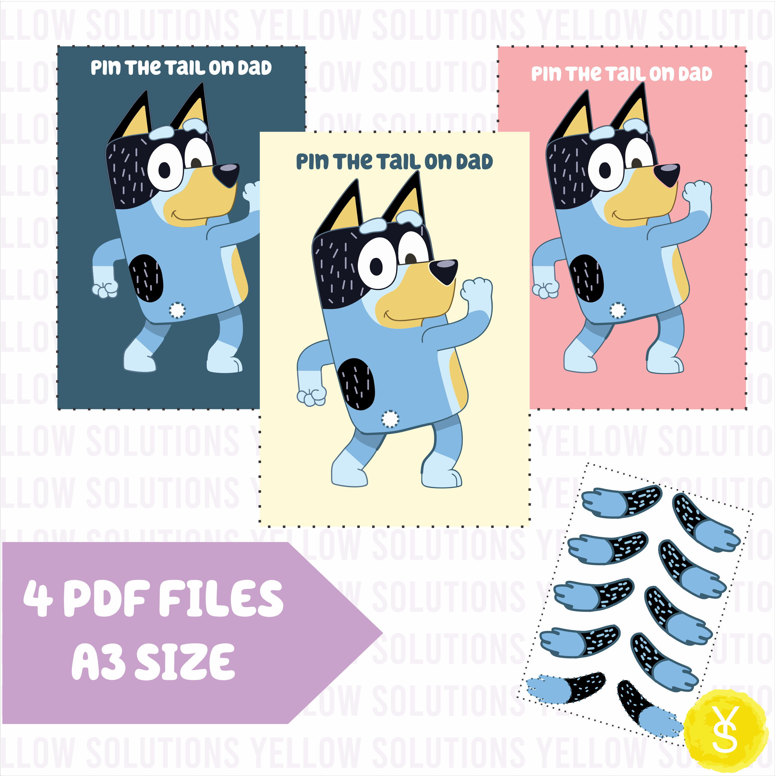 Printable - Pin The Tail On Dad - Bandit - Bluey Themed Party - A3 within Pin The Tail On Bluey Printable Free