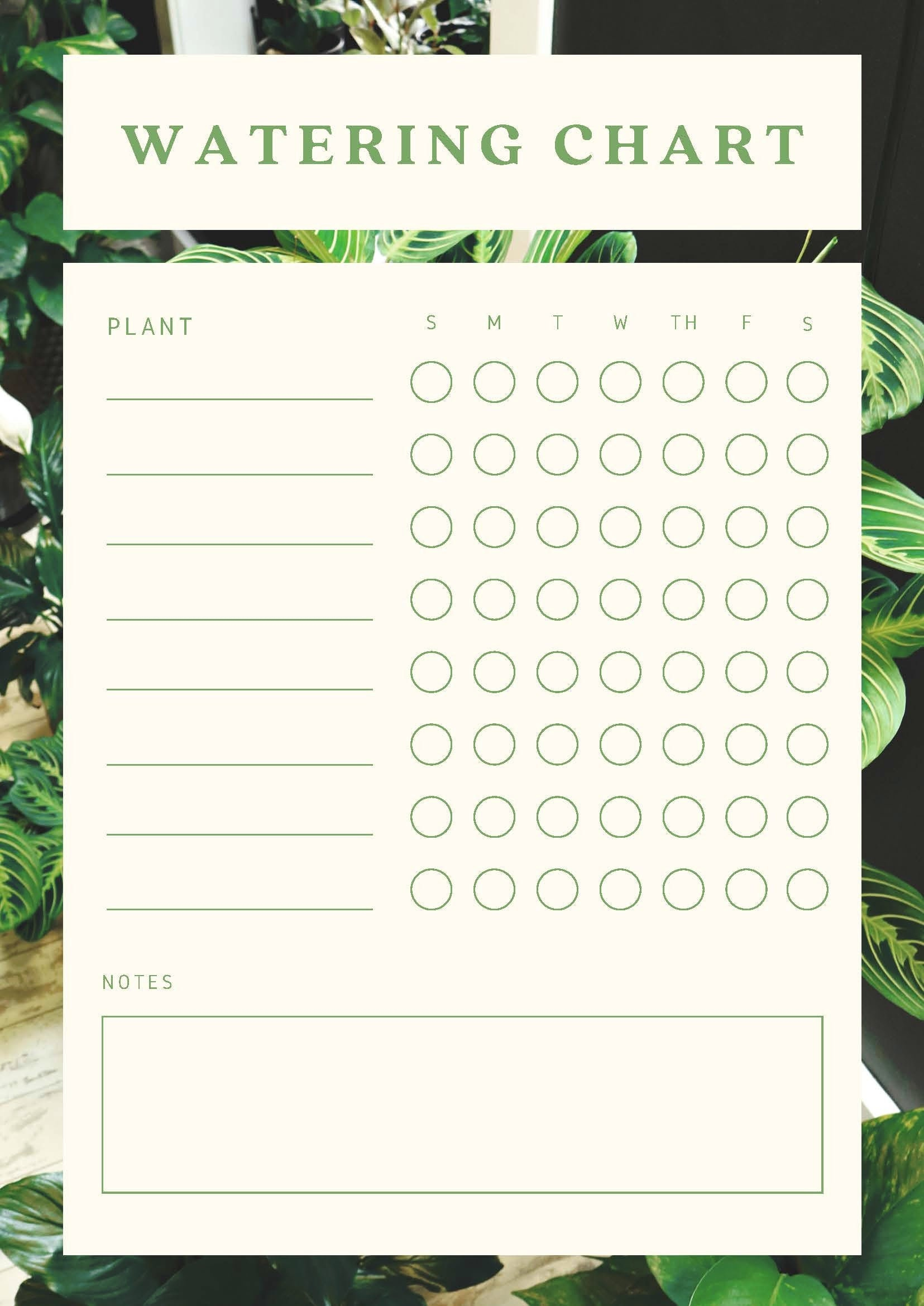 Printable Plant Watering Schedule Chart - Etsy intended for Printable Plant Watering Schedule Template