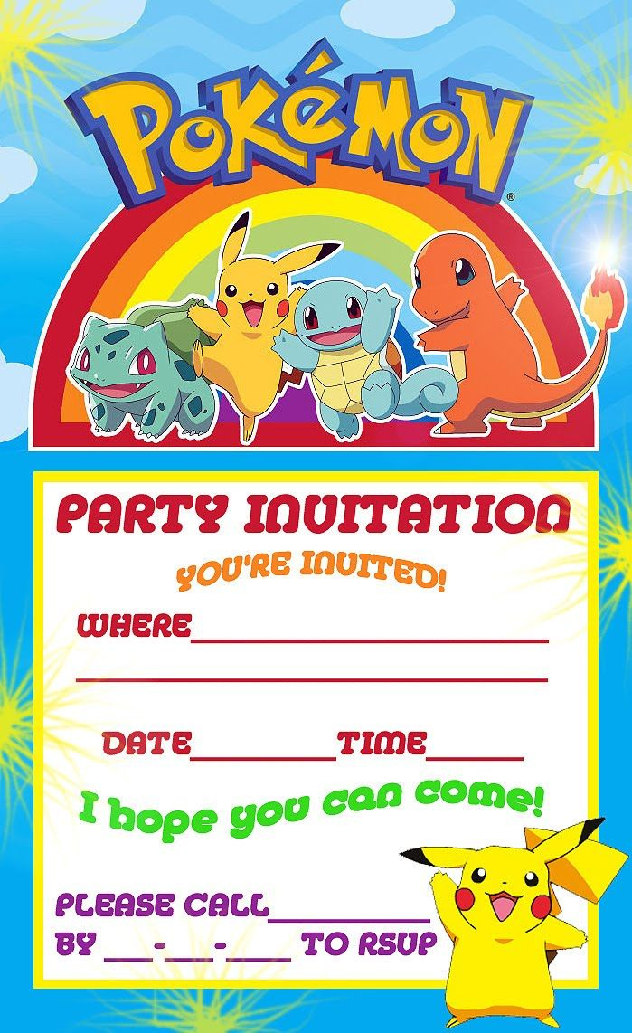 Printable Pokemon Invitations Birthday Party inside Printable Birthday Invitations Pokemon