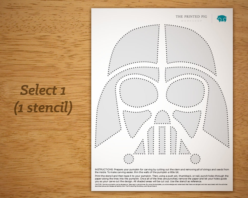 Printable Pumpkin Carving Pattern: Star Wars, Darth Vader - Etsy regarding Darth Vader Stencil Printable
