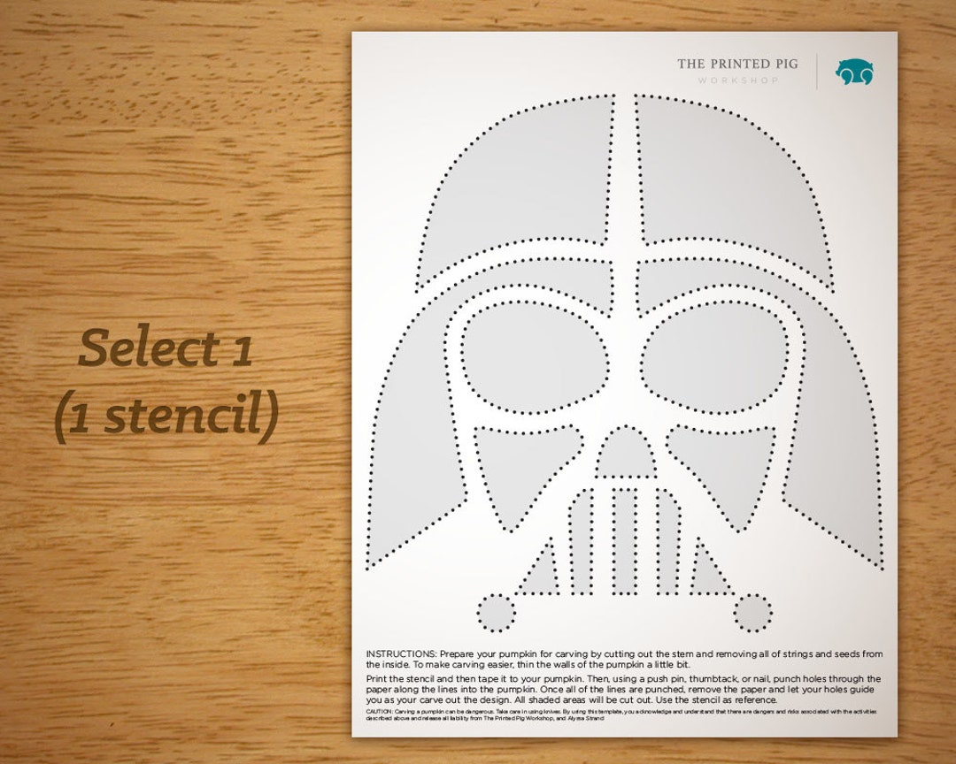 Printable Pumpkin Carving Pattern: Star Wars, Darth Vader - Etsy throughout Printable Darth Vader Stencil