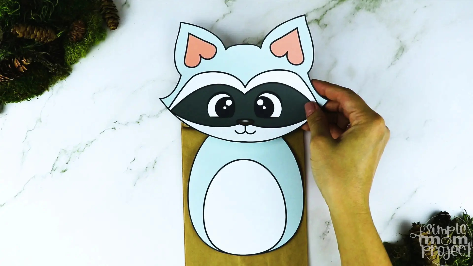 Printable Raccoon Paper Bag Puppet Template – Simple Mom Project within Kissing Hand Raccoon Puppet Template Free Printable