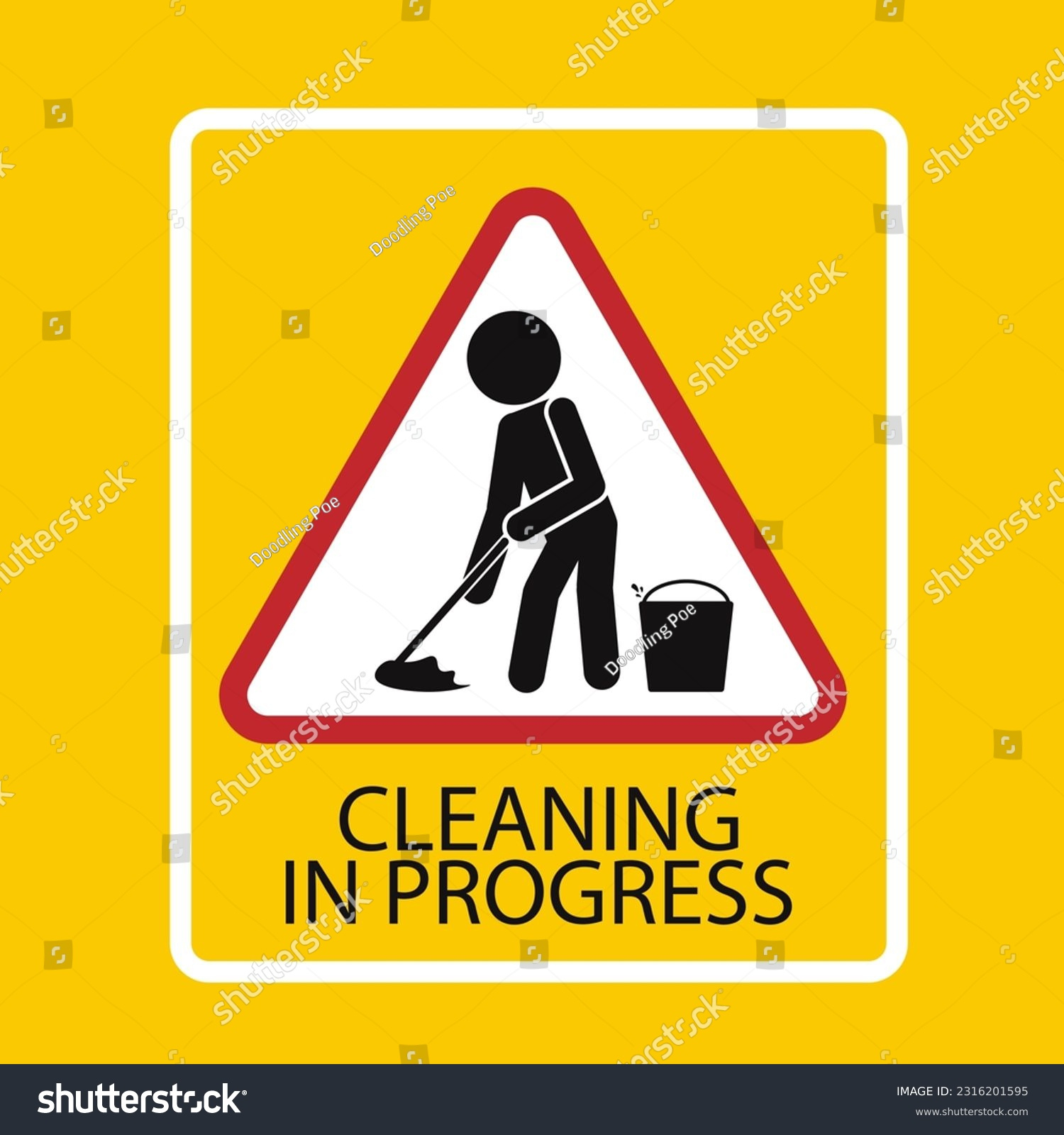 Printable Safety Sign Stickman Moping Floor Stock Vector (Royalty inside Cleaning In Progress Sign Printable
