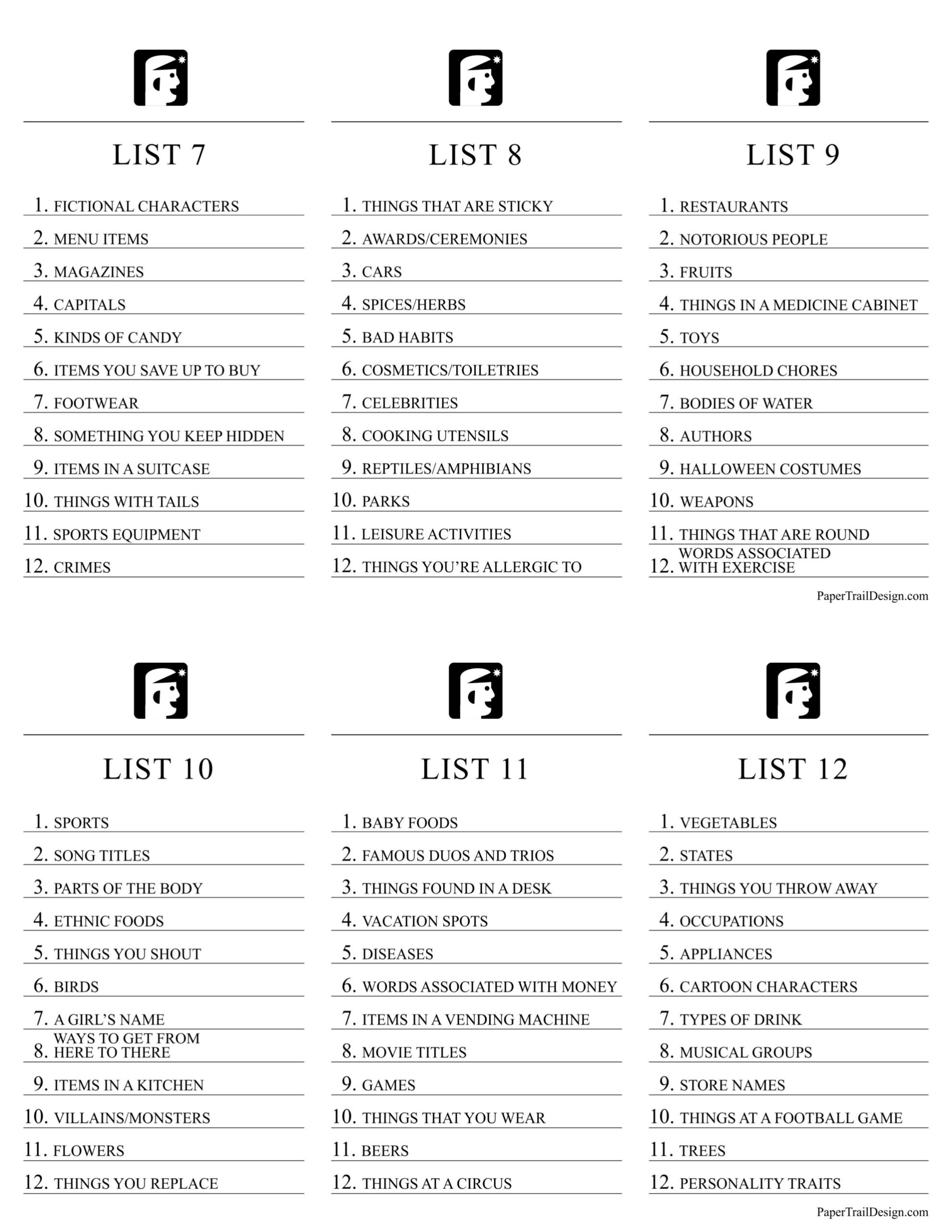 Printable Scattergories Game - Paper Trail Design within Free Printable Scattergories Lists Printable