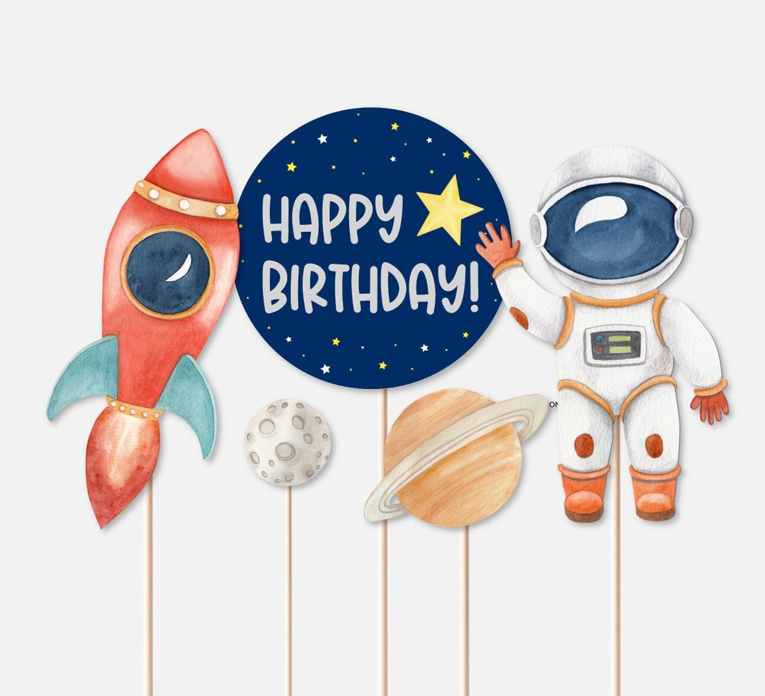 Printable Space Cake Topper Space Centerpieces Outer Space pertaining to Space Cake Topper Printable