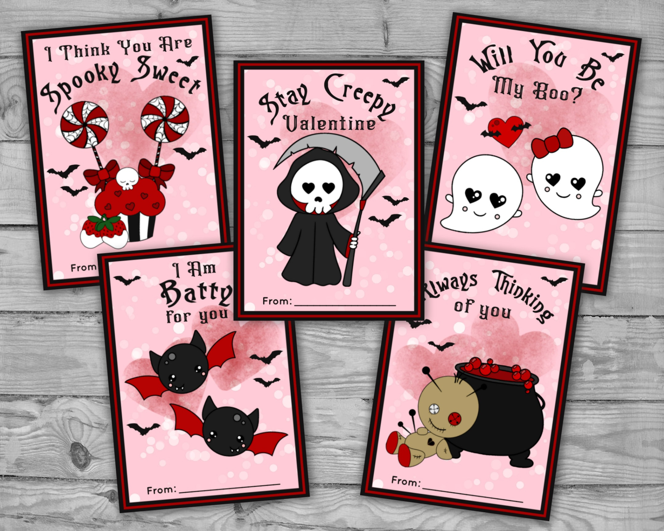 Printable Spooky Valentine&amp;#039;S Day Cards | Kawaii Goth Valentine&amp;#039;S within Printable Horror Valentines Card