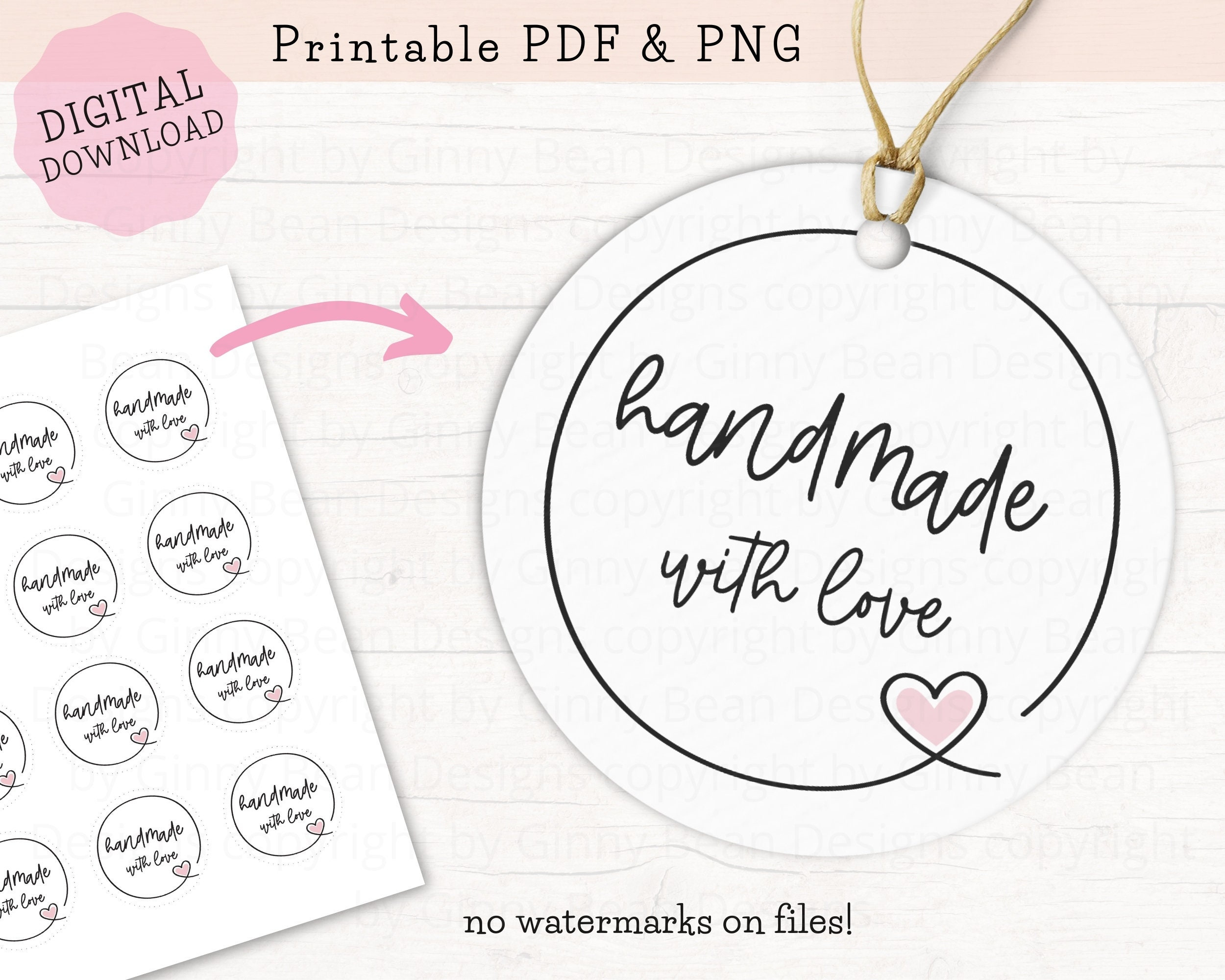 Printable Tags For Handmade Items, Handmade With Love Tags with Free Printable Handmade With Love Printable Tags