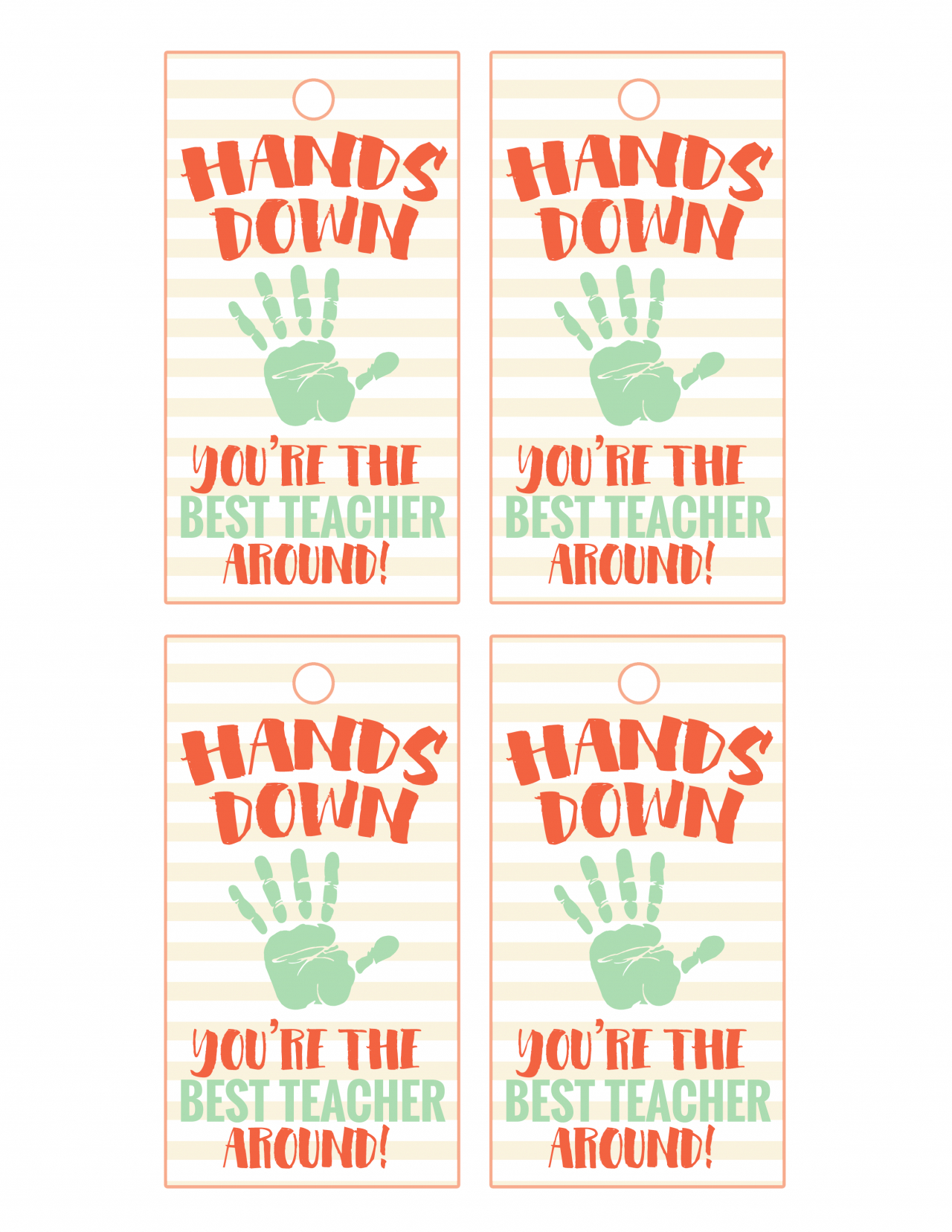 Printable Teacher Appreciation Labels - Printable Party Favors in Hands Down Teacher Appreciation Printable
