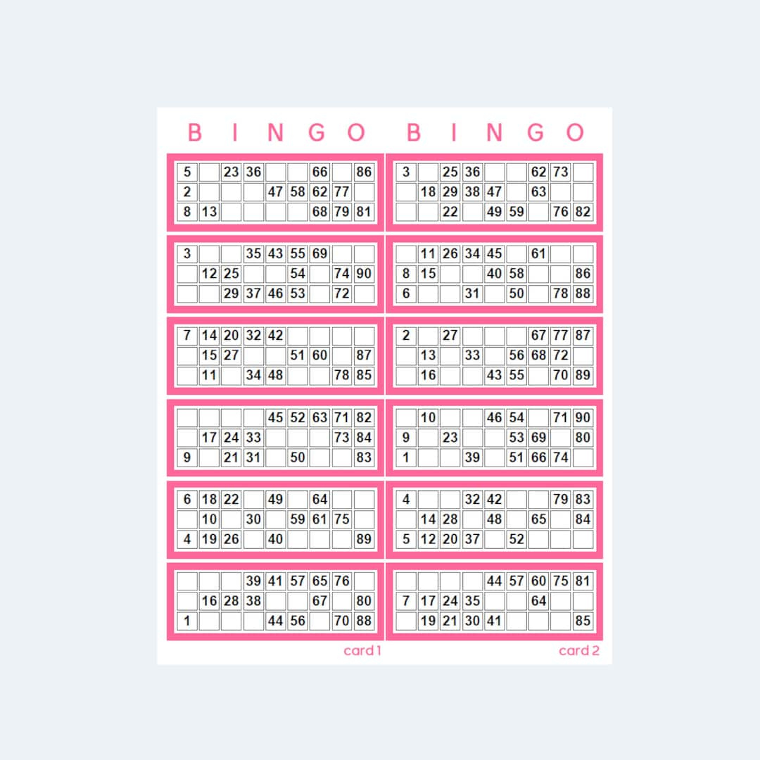 Printable Uk Style 1-90 Bingo Ticket Cards - 2 Per Page – 500 intended for Printable Bingo Cards 1 90