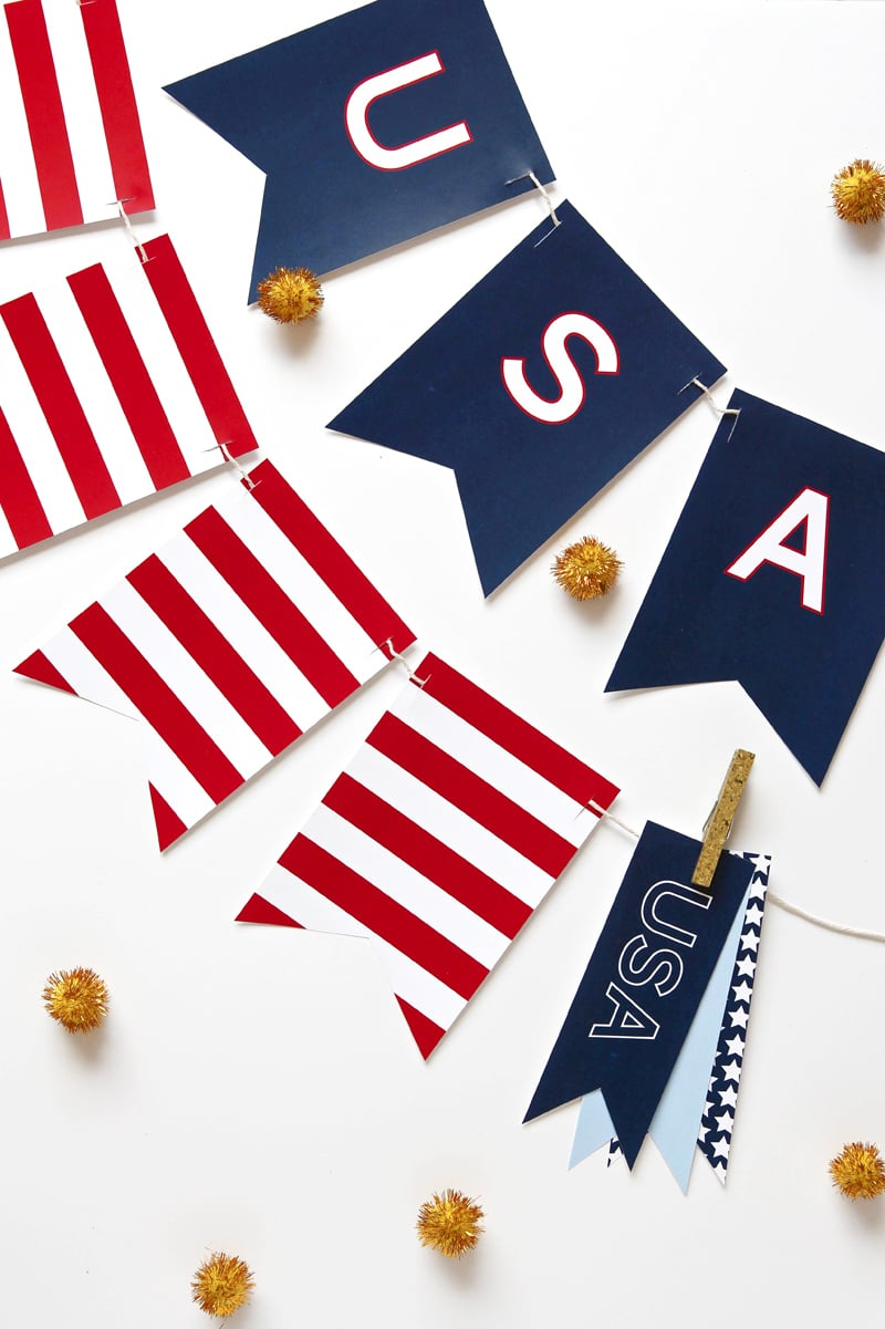 Printable Usa Banner For July 4Th - Free Pdf Download - Paging within 4Th Of July Printable Banner