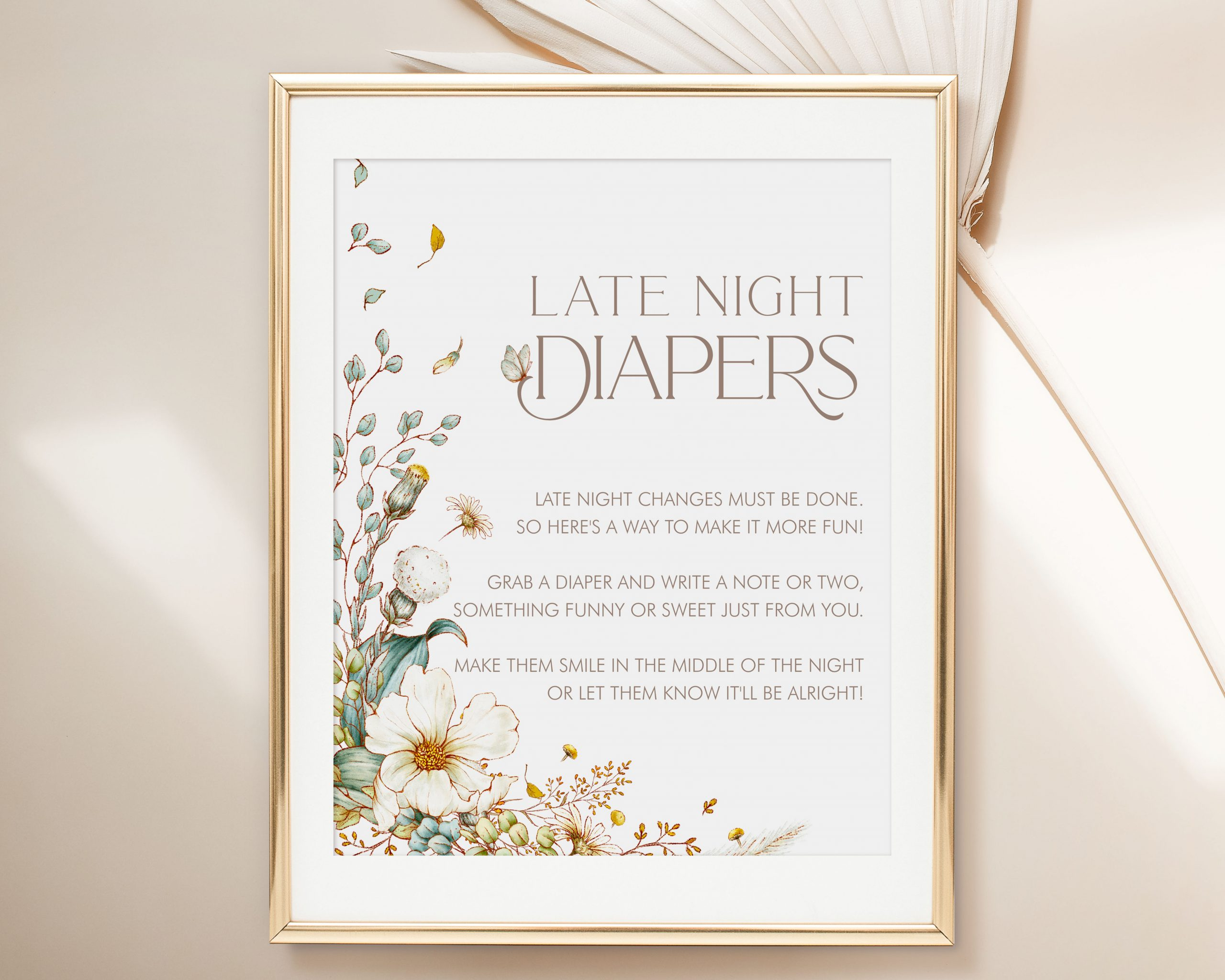 Printable Vintage Baby Shower Late Night Diapers Sign - Anna intended for Template Late Night Diapers Sign Free Printable