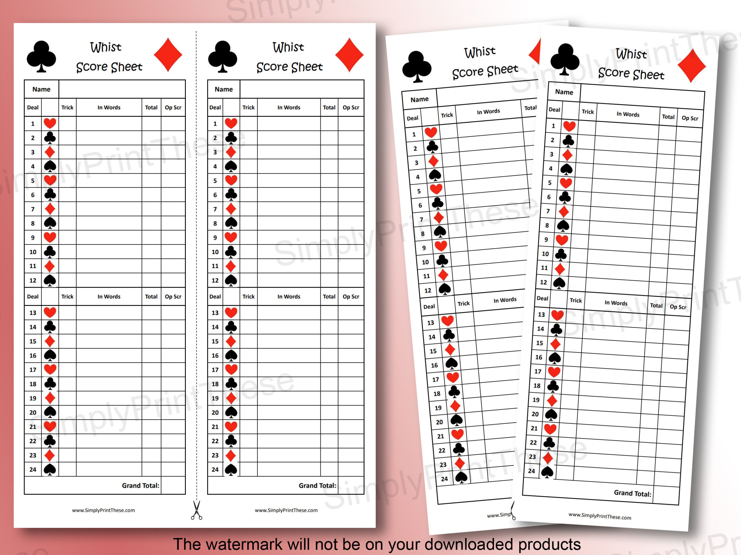 Printable Whist Score Sheets To Record Your Whist Card Games intended for Printable Free Whist Score Card Template
