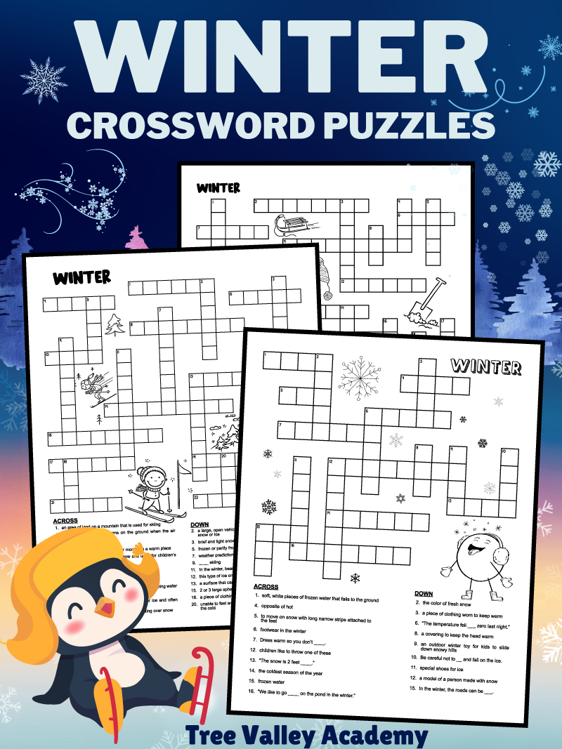Printable Winter Crossword Puzzles For Kids - Tree Valley Academy regarding Winter Crossword Puzzle Free Printable