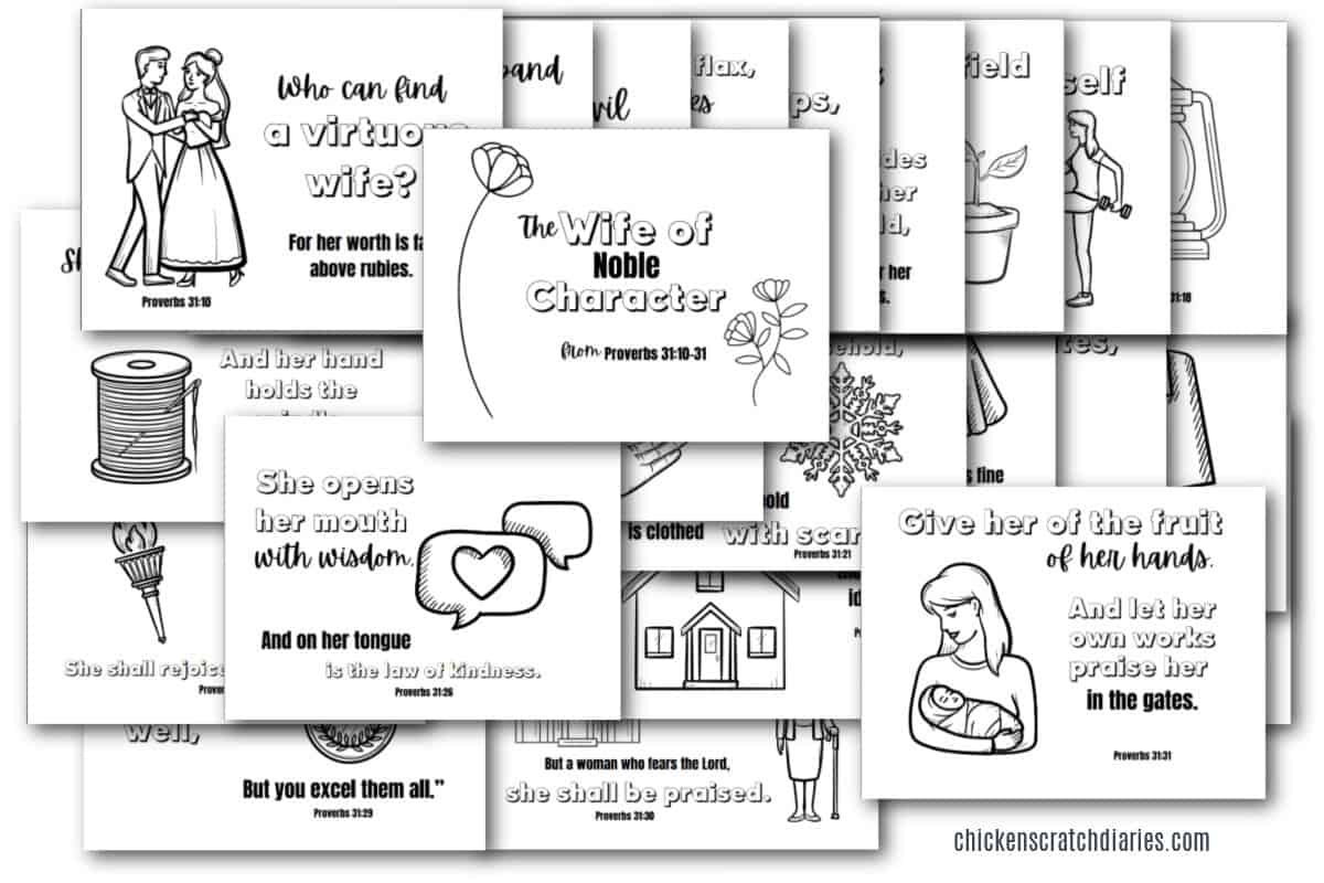 Proverbs 31 Coloring Pages (Free Printable Pack) » Chicken Scratch regarding Free Printable Printable Proverbs 31 Woman