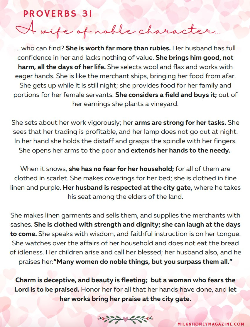 Proverbs 31 Printable | Milk &amp;amp; Honey Magazine with Free Printable Printable Proverbs 31 Woman