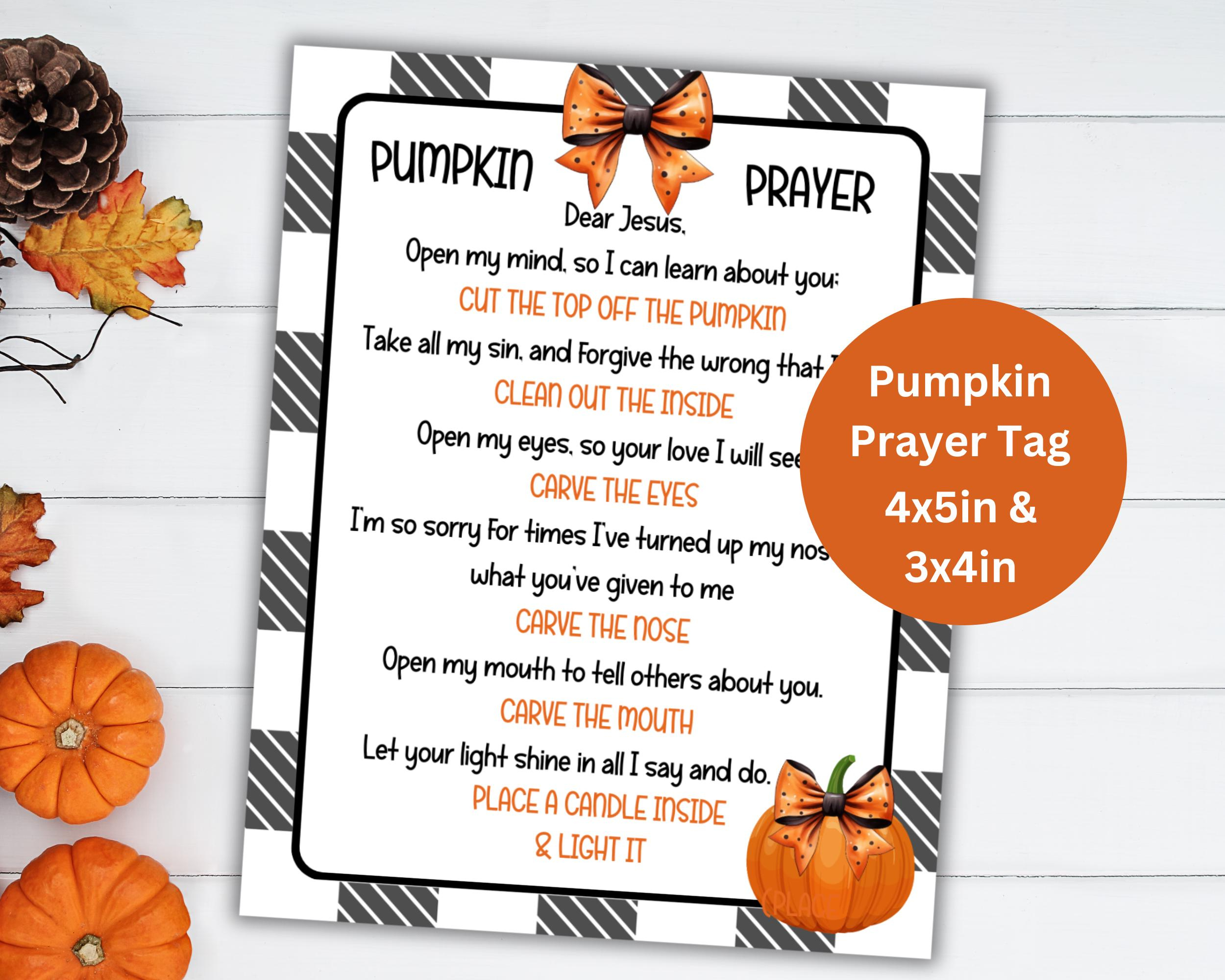 Pumpkin Prayer Treat Tag Printable, Pumpkin Gospel Poem, Kids with The Pumpkin Gospel Free Printable