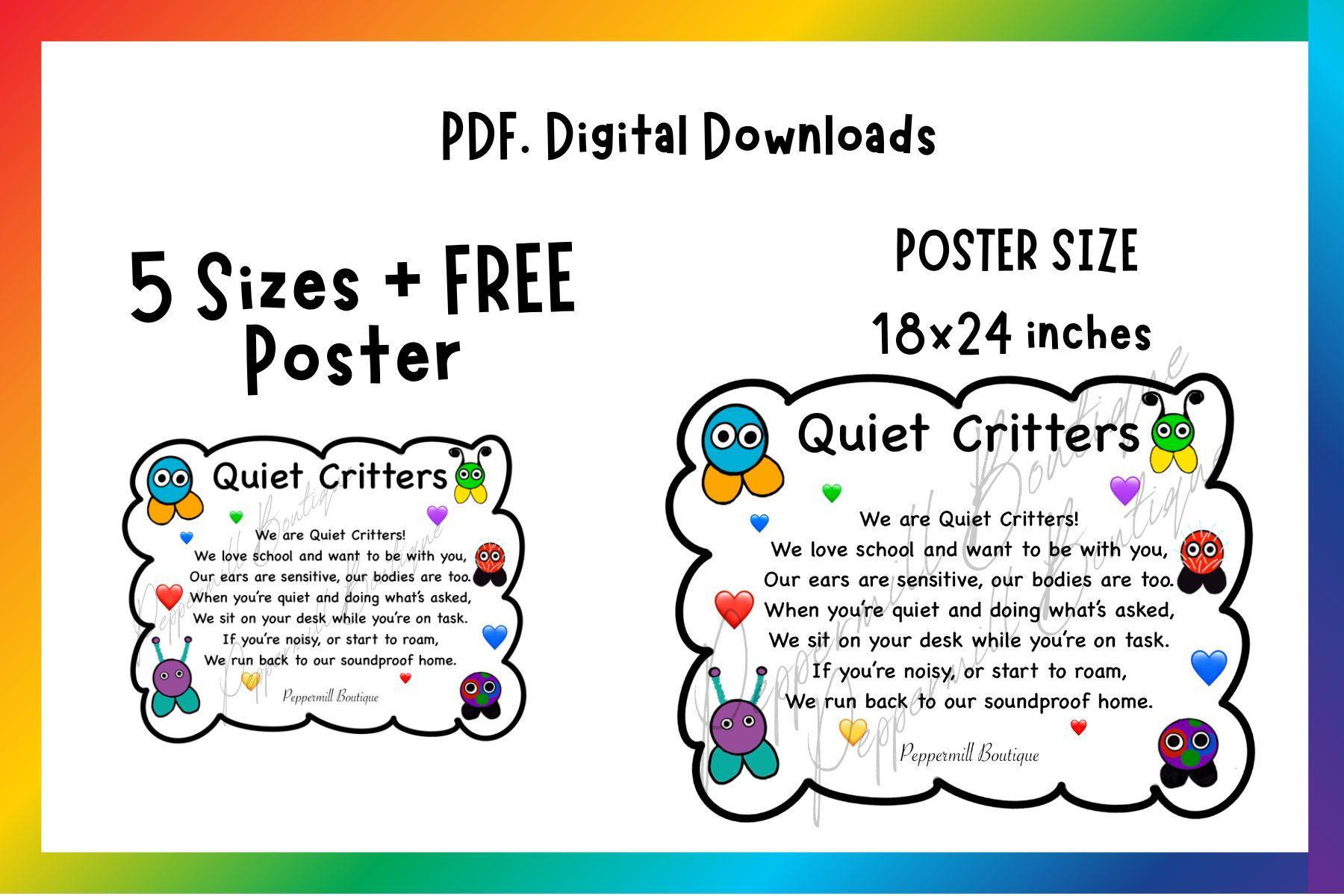 Quiet Critters Poem Label Digital Download Print Quiet Critter with Quiet Critters Label Printable Free