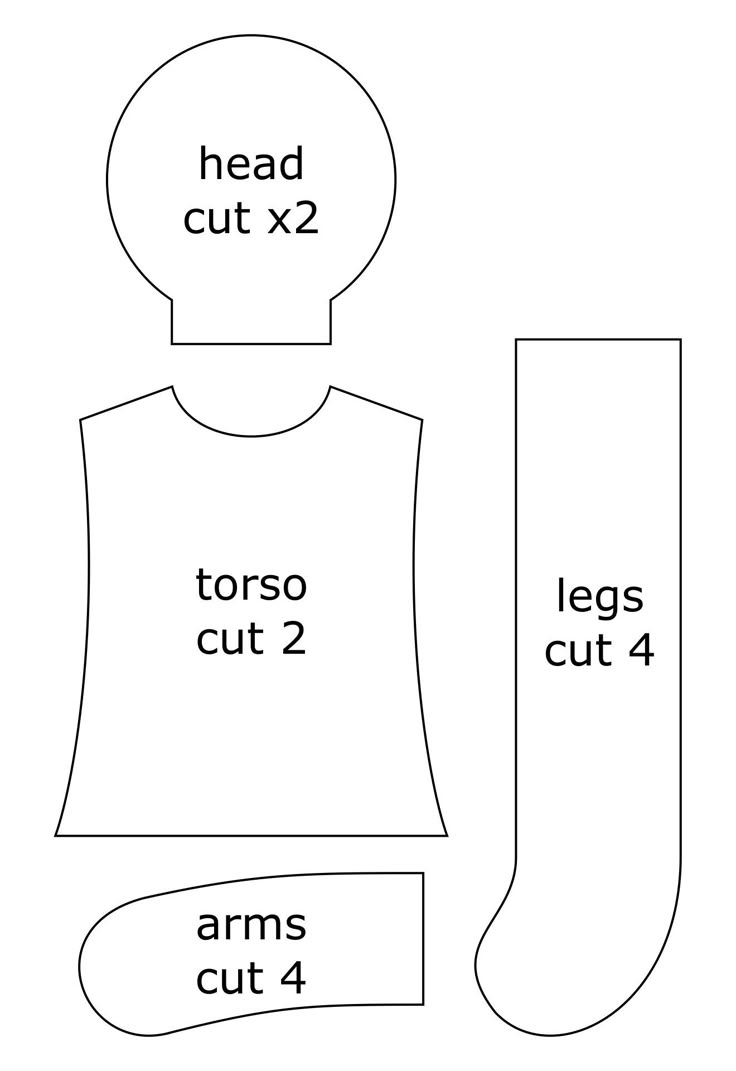 Rag Doll Sewing Pattern - 10 Free Pdf Printables | Printablee for Printable Free Rag Doll Pattern