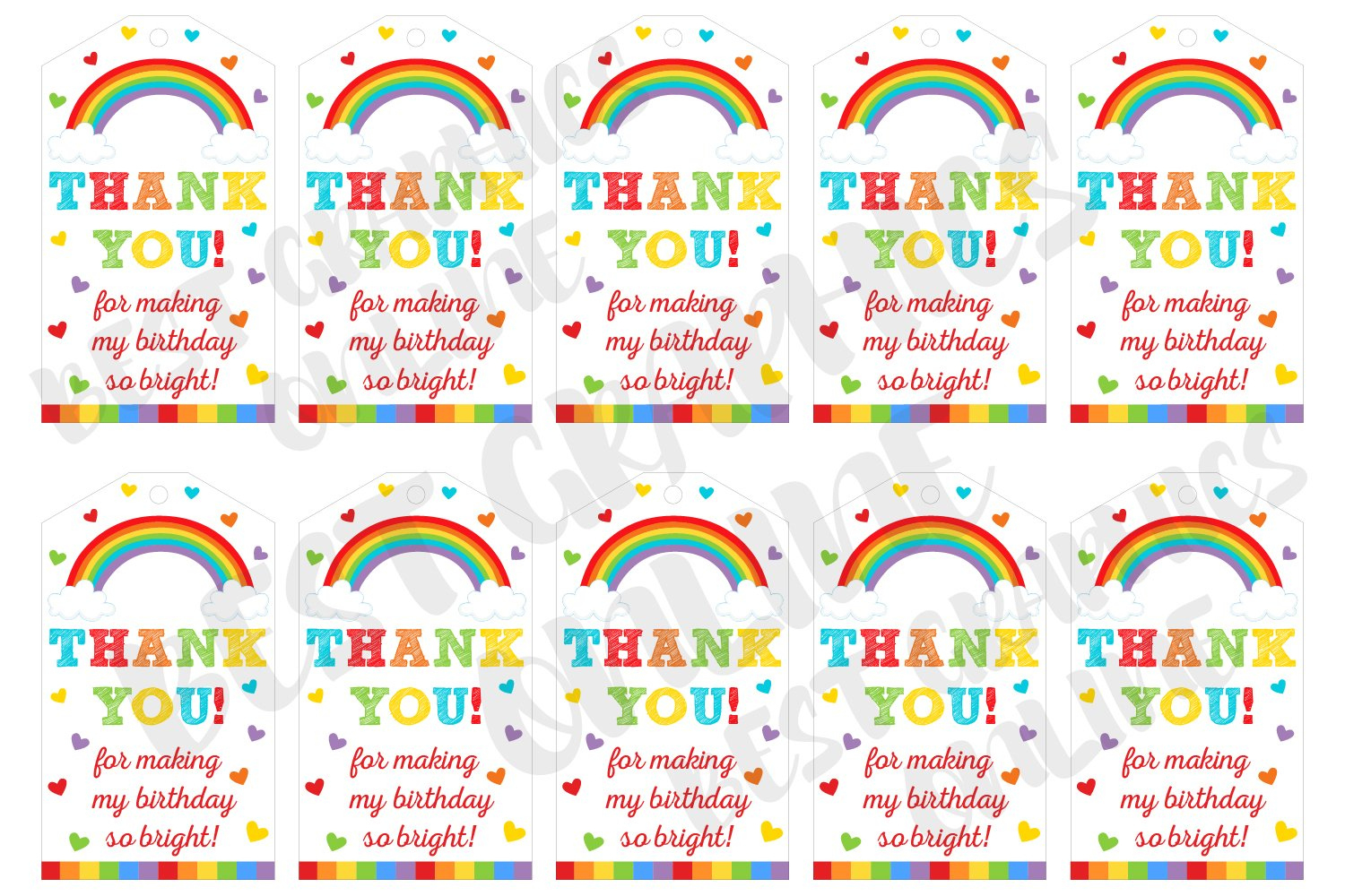 Rainbow Birthday Party Favor Tags, Printable Gift Tags inside Free Printable Rainbow Gift Tags