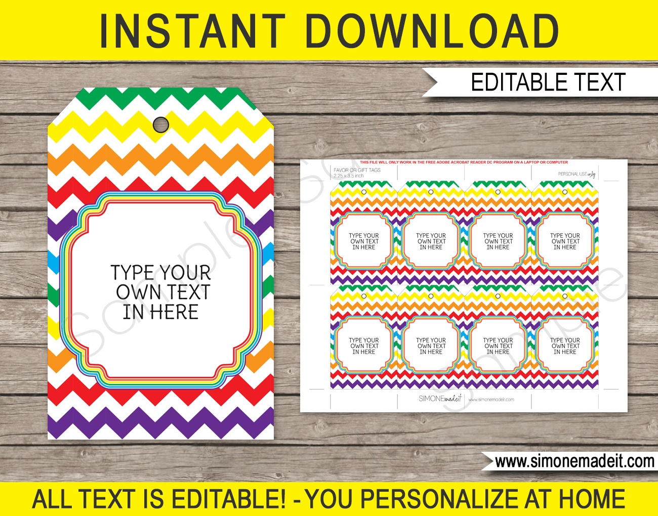 Rainbow Favor Tags Template in Free Printable Rainbow Gift Tags
