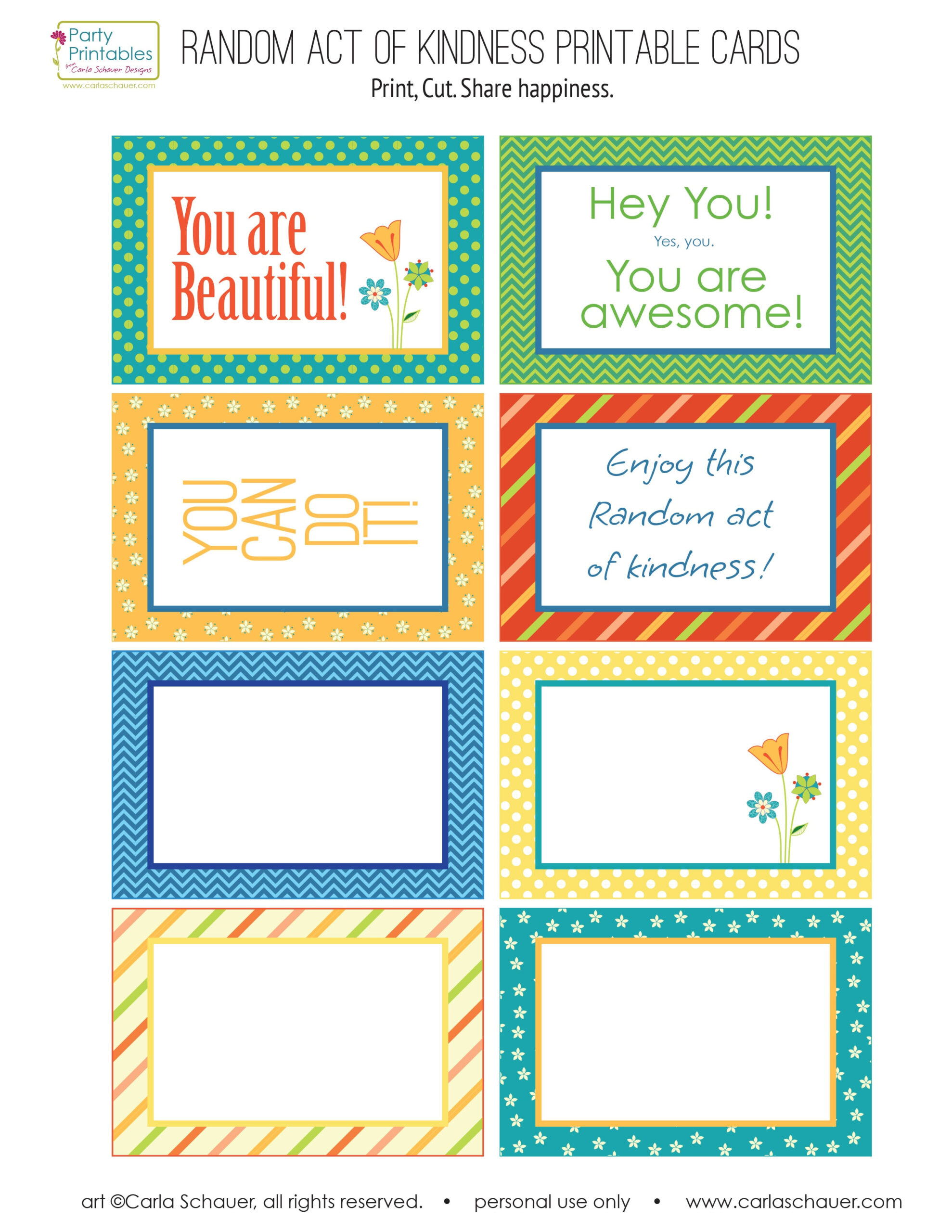 Random Act Of Kindness Free Printables - Carla Schauer Designs with regard to Free Printable Kindness Notes