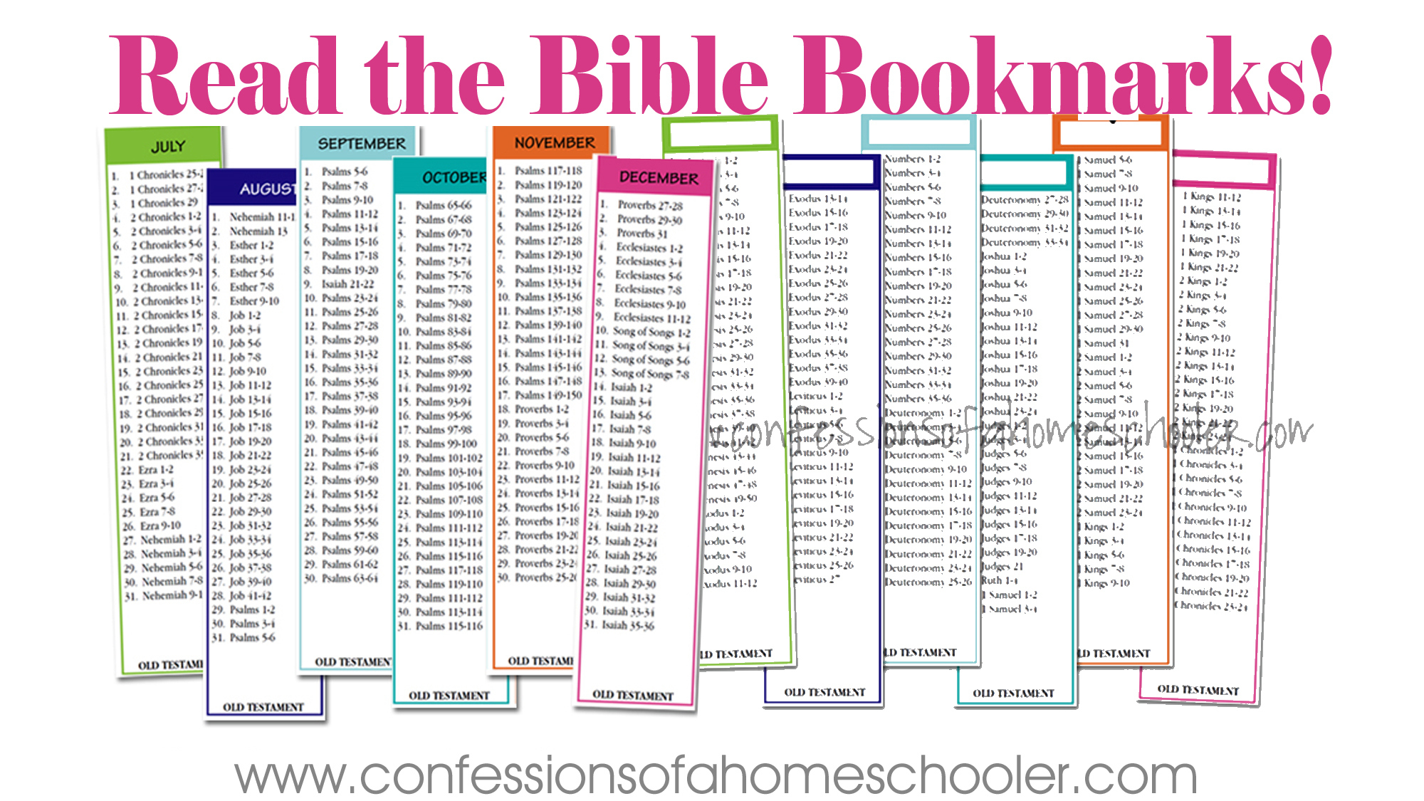 Read The Bible In Two Years Bookmarks - Confessions Of A Homeschooler in Free Printable Bible Reading Chart