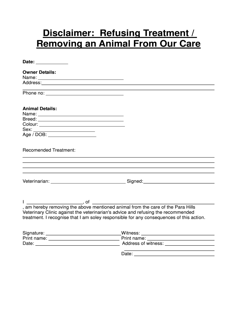 Refusal Form: Fill Out &amp;amp; Sign Online | Dochub within Printable Refusal of Medical Treatment Form