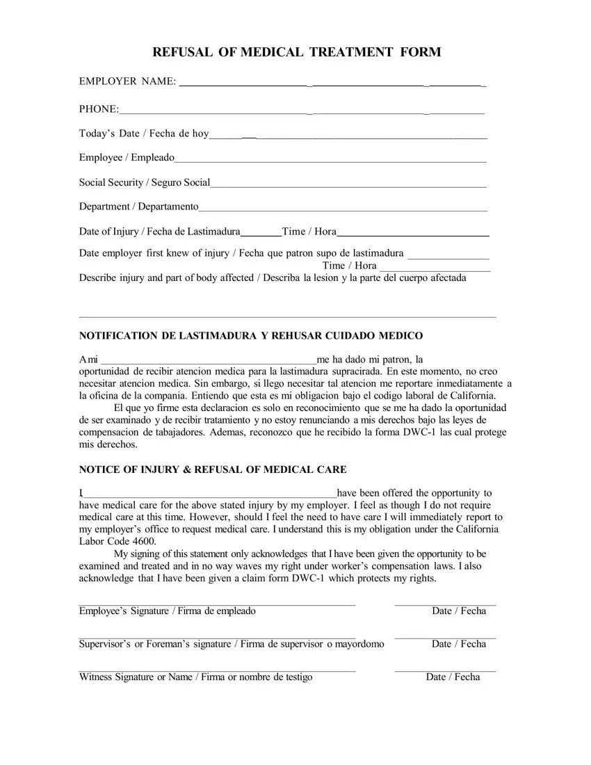 Refusal Of Medical Treatment Pdf Form - Formspal throughout Printable Refusal Of Medical Treatment Form