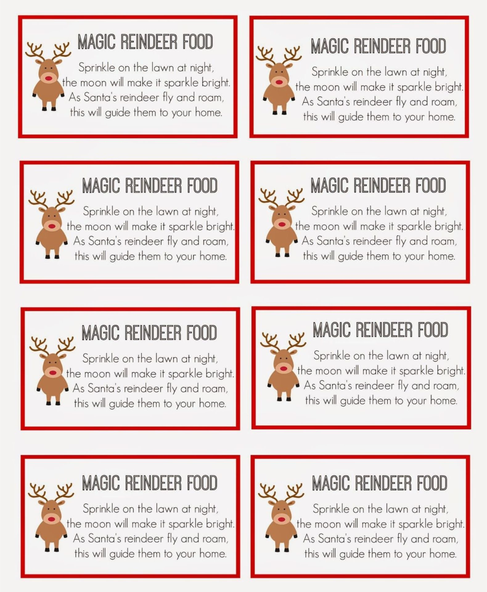 Reindeer Food Tags - 10 Free Pdf Printables | Printablee inside Reindeer Food Labels Printable Free