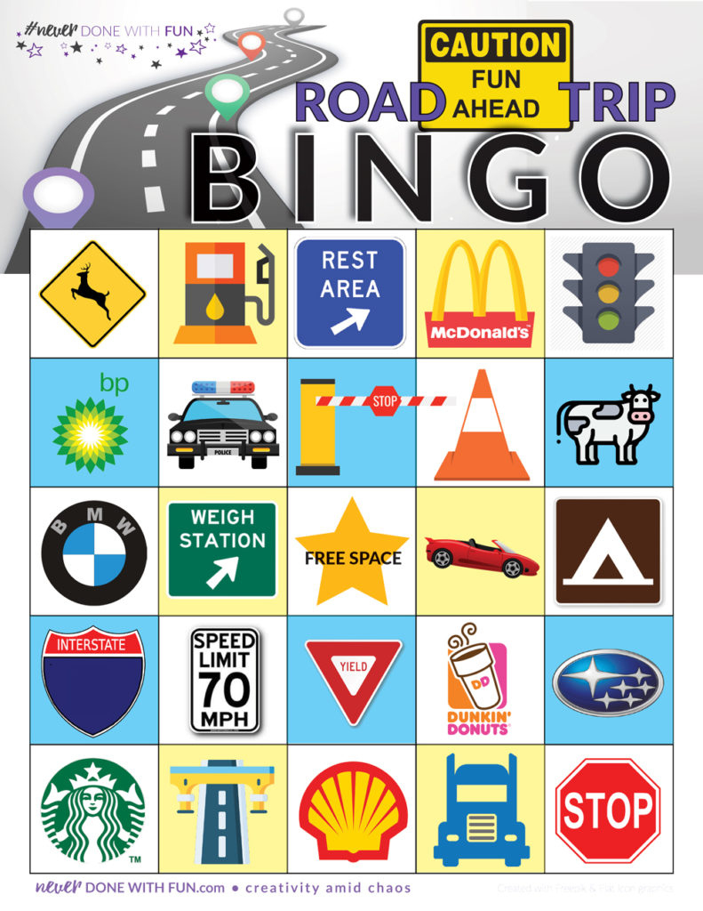 Road Trip Bingo Free Printable - #Neverdonewithfun regarding Road Trip Bingo Cards