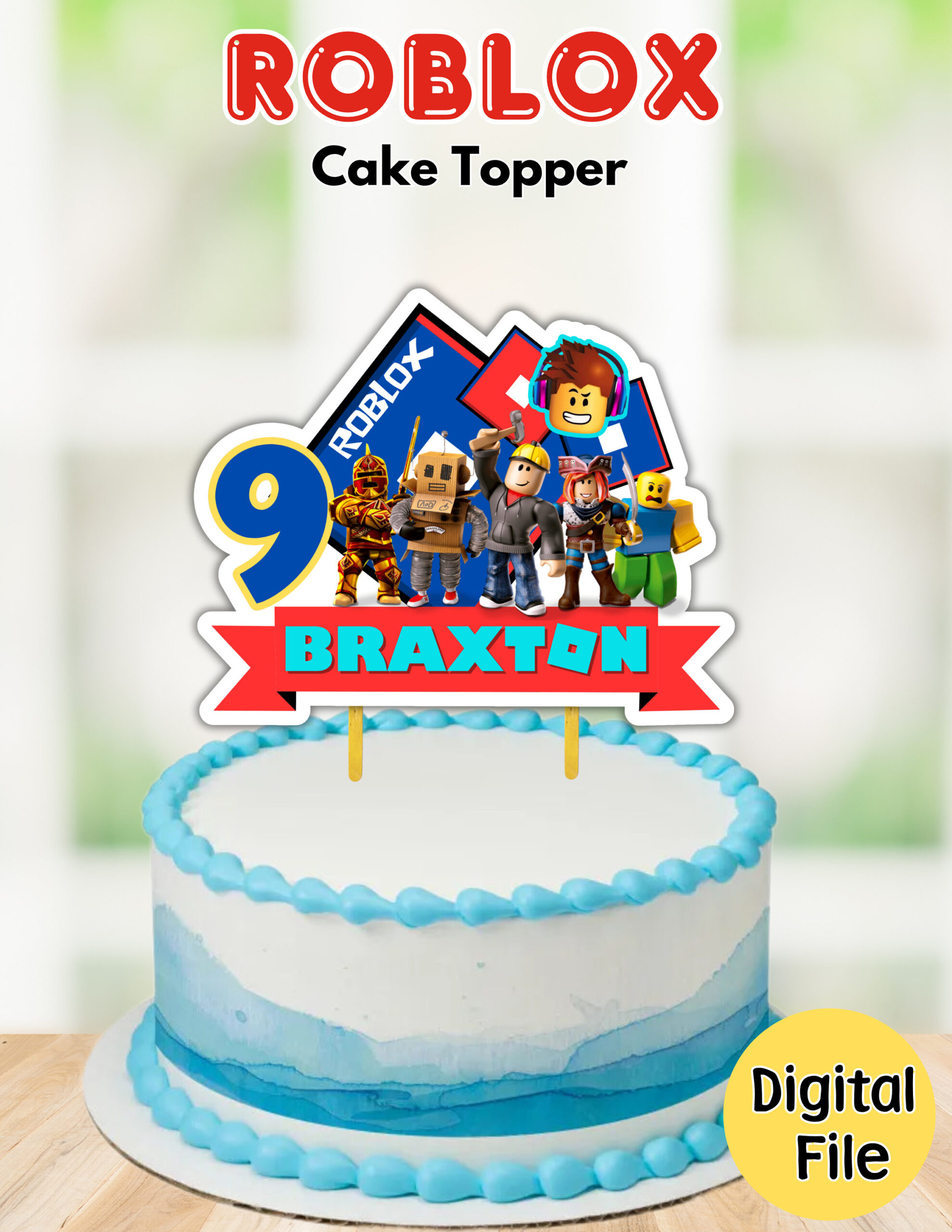 Roblox Cake Topper Template - Etsy inside Downloadable Roblox Cake Topper Printable