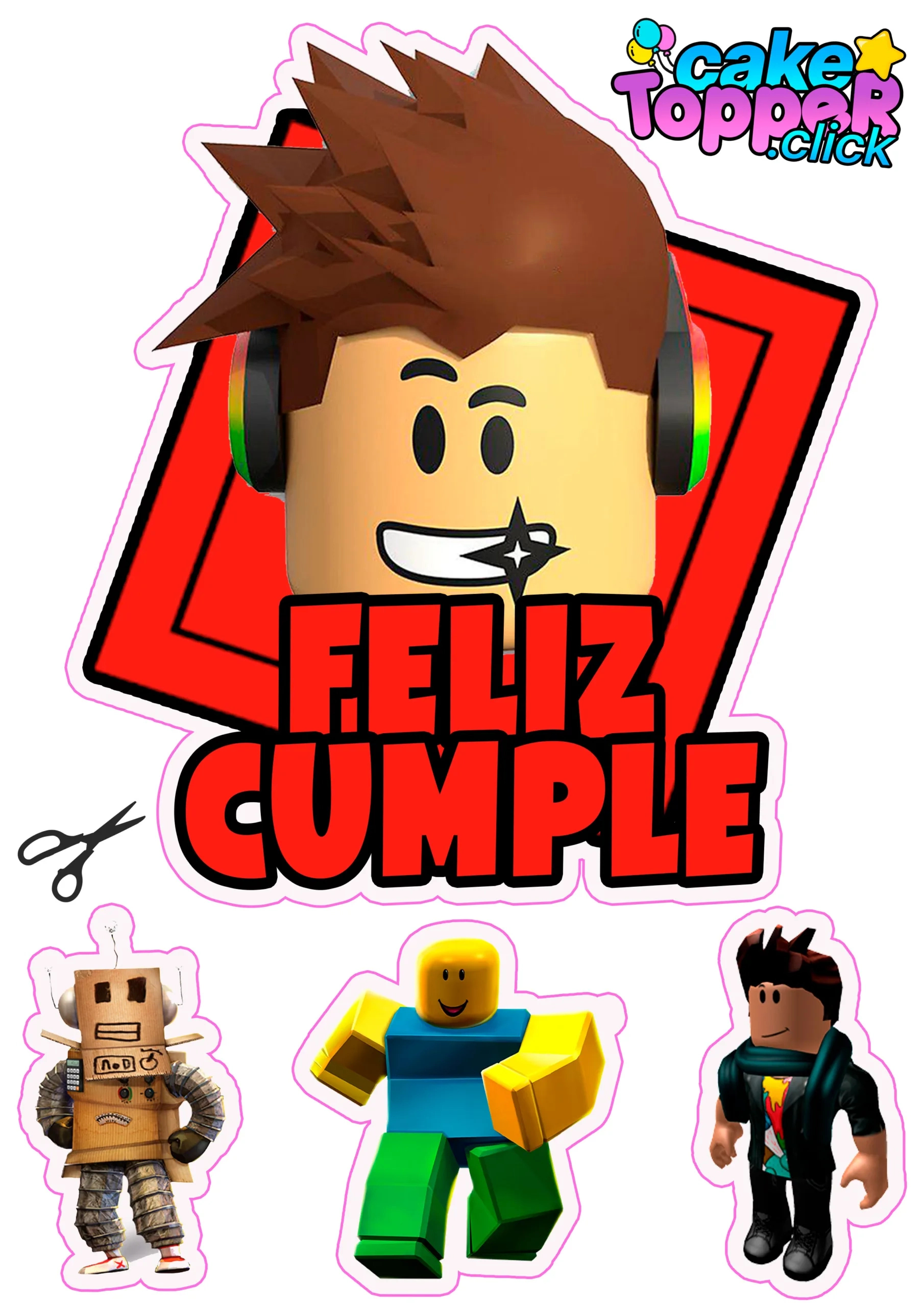 Roblox • Topper • Banderines • Stickers • Cupcake Toppers • Gratis! regarding Downloadable Roblox Cake Topper Printable