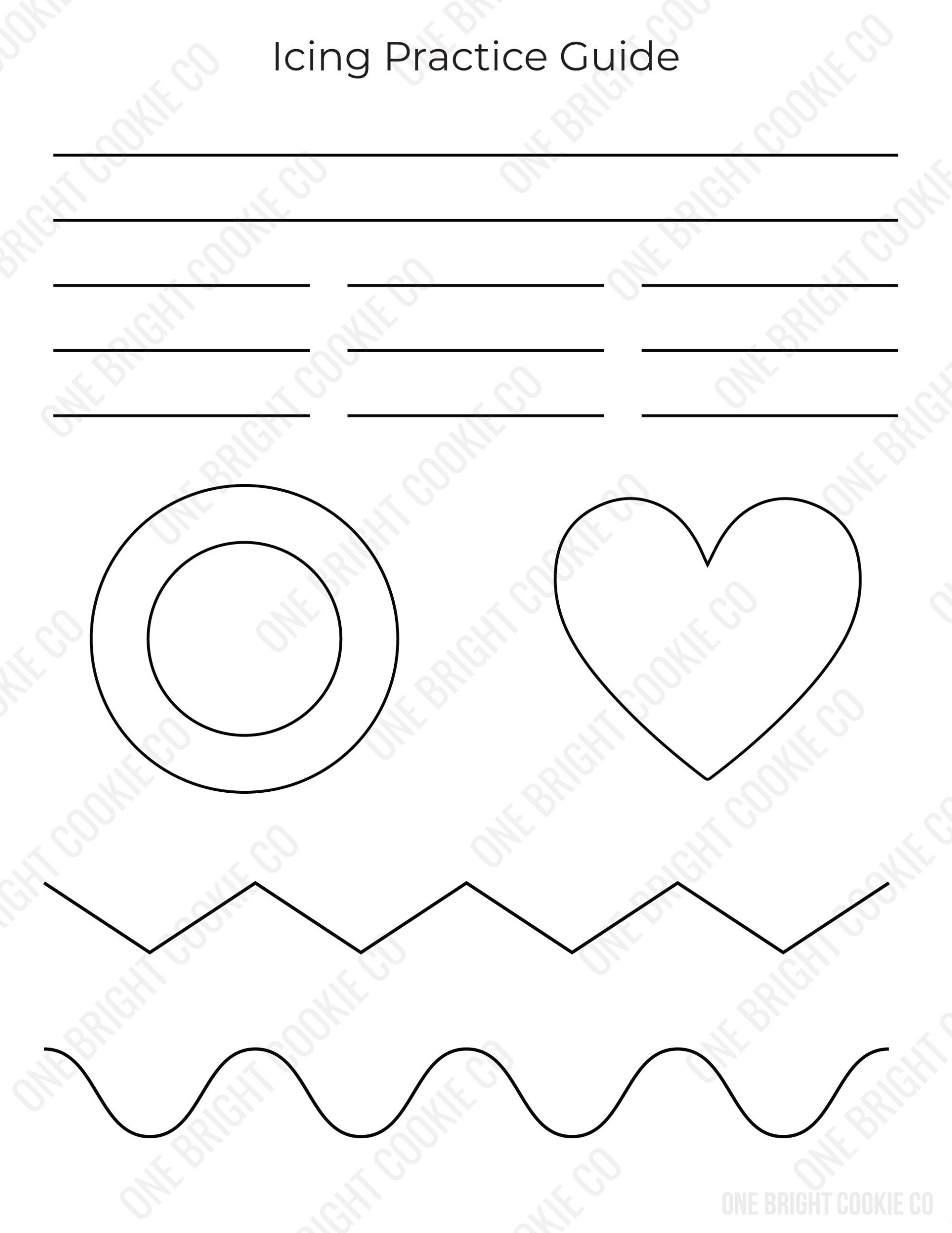 Royal Icing Practice Sheet For Teaching, Cookie Class, Digital with Template Free Printable Icing Practice Sheets