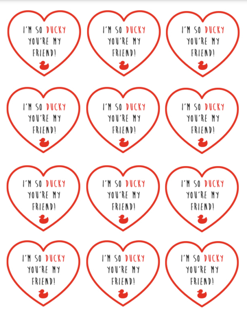 Rubber Ducky Valentines For Daycare • U Ready, Teddy? for Free Lucky Duck Valentine Printable