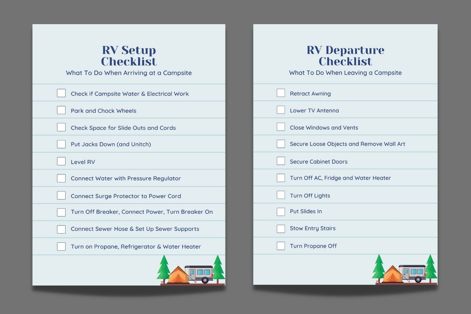 Rv Setup &amp;amp; Rv Departure Checklists (Free, Printable Pdf) throughout Free Printable Rv Departure Checklist