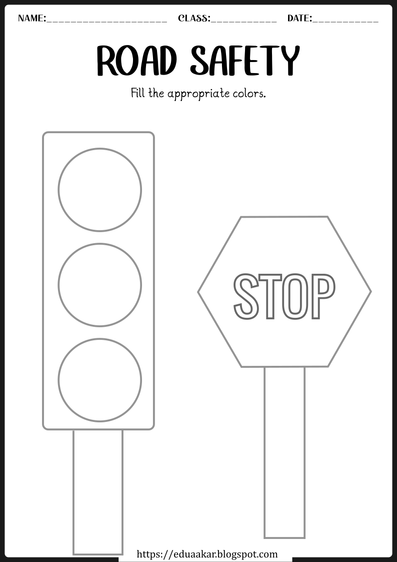 Safety Worksheets For Kindergarten with regard to Printable Traffic Light Worksheet