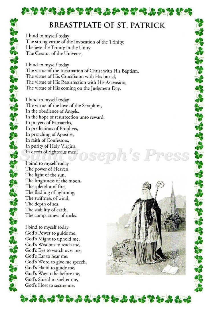 Saint Blissfulness Patrick&amp;#039;S Prayer throughout St Patrick Breastplate Prayer Printable