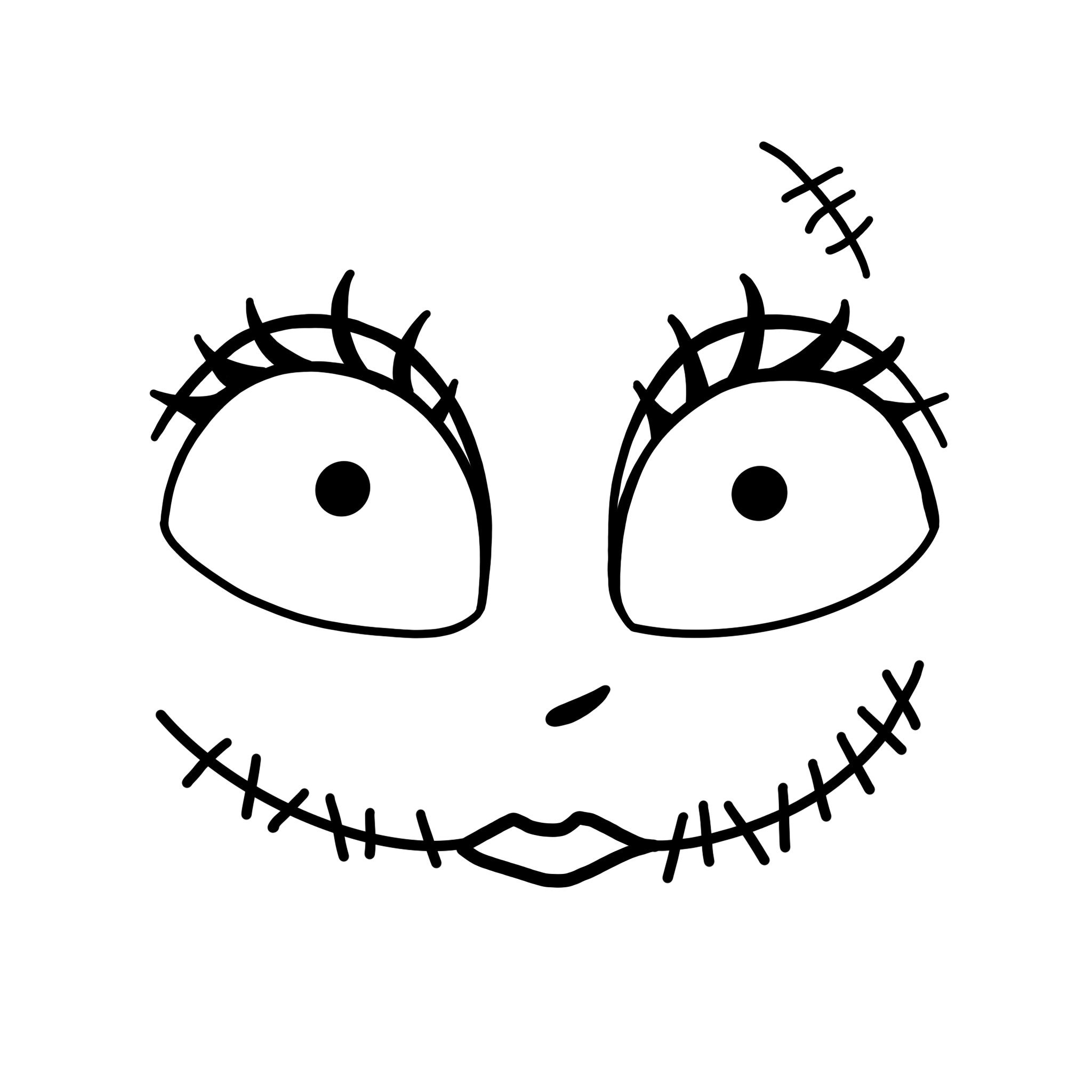 Sally Face Digital Files (The Nightmare Before Christmas) - Pdf/Png/Svg/Jpeg - Halloween Coloring Pages, Pumpkin Carving Stencil regarding Sally Pumpkin Stencils Free Printable
