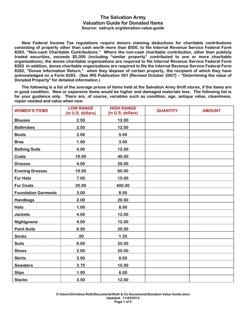 Salvation Army Tax Receipt ≡ Fill Out Printable Pdf Forms Online in Salvation Army Donation Guide Printable