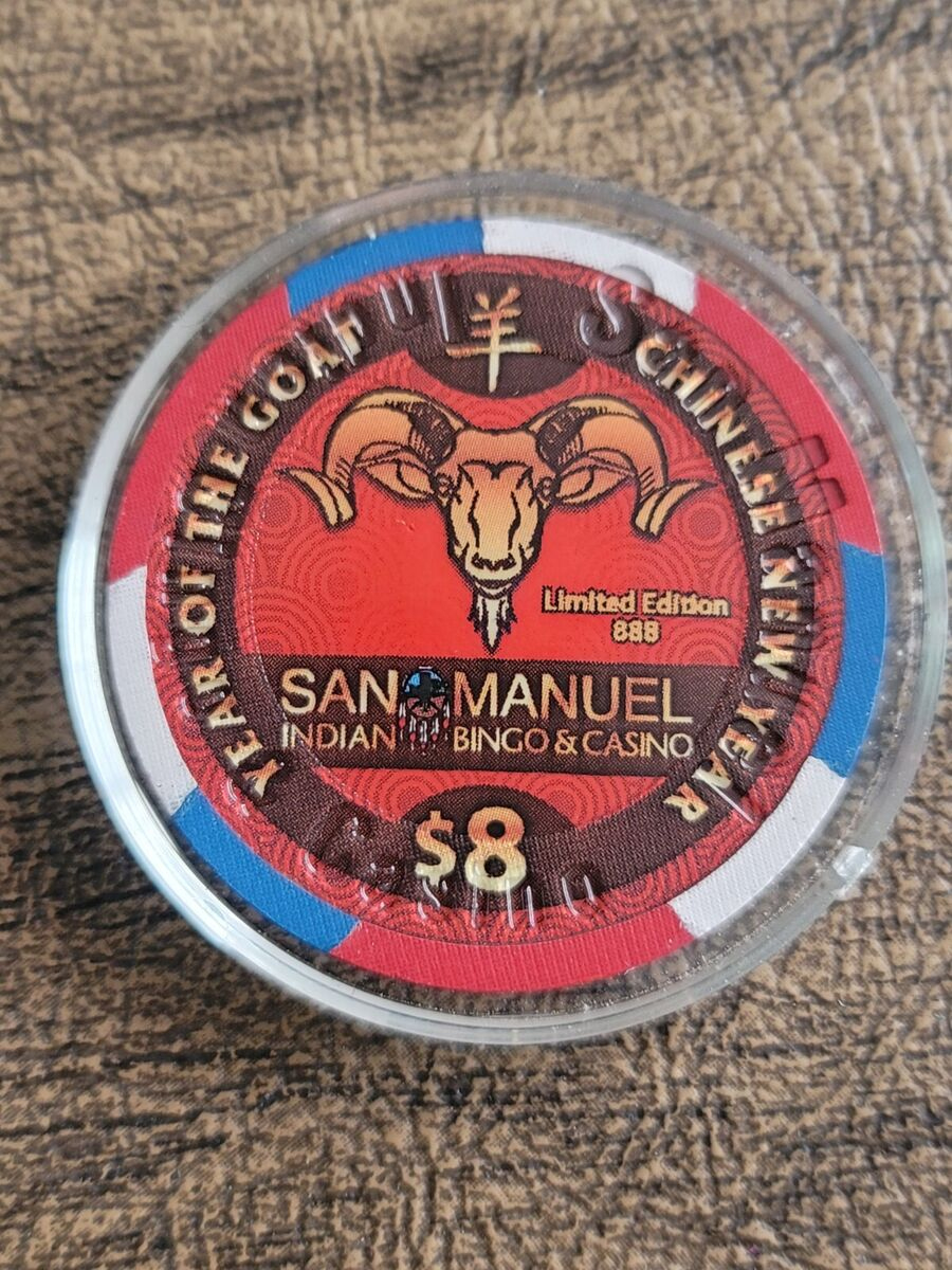 San Manuel Indian Bingo &amp;amp; Casino $8 Poker Chip Year Of The Goat throughout San Manuel Indian Bingo And Casinothree Card Poker